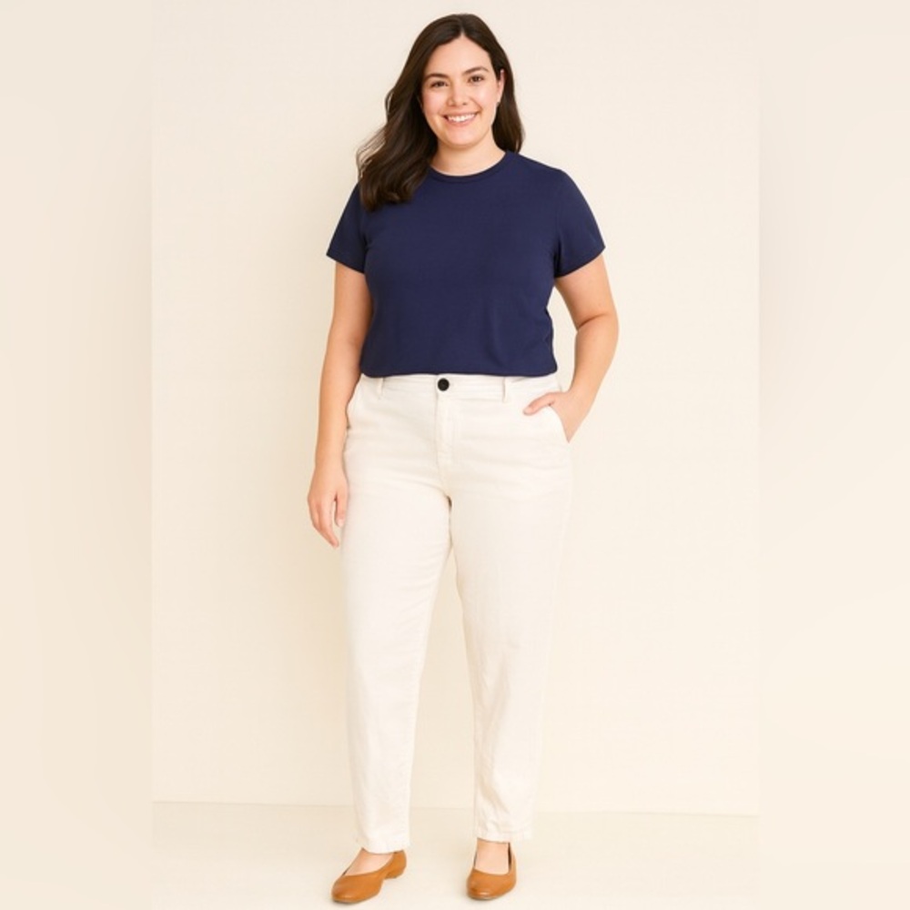 Zara Women's Straight Leg Cream Pants Size L